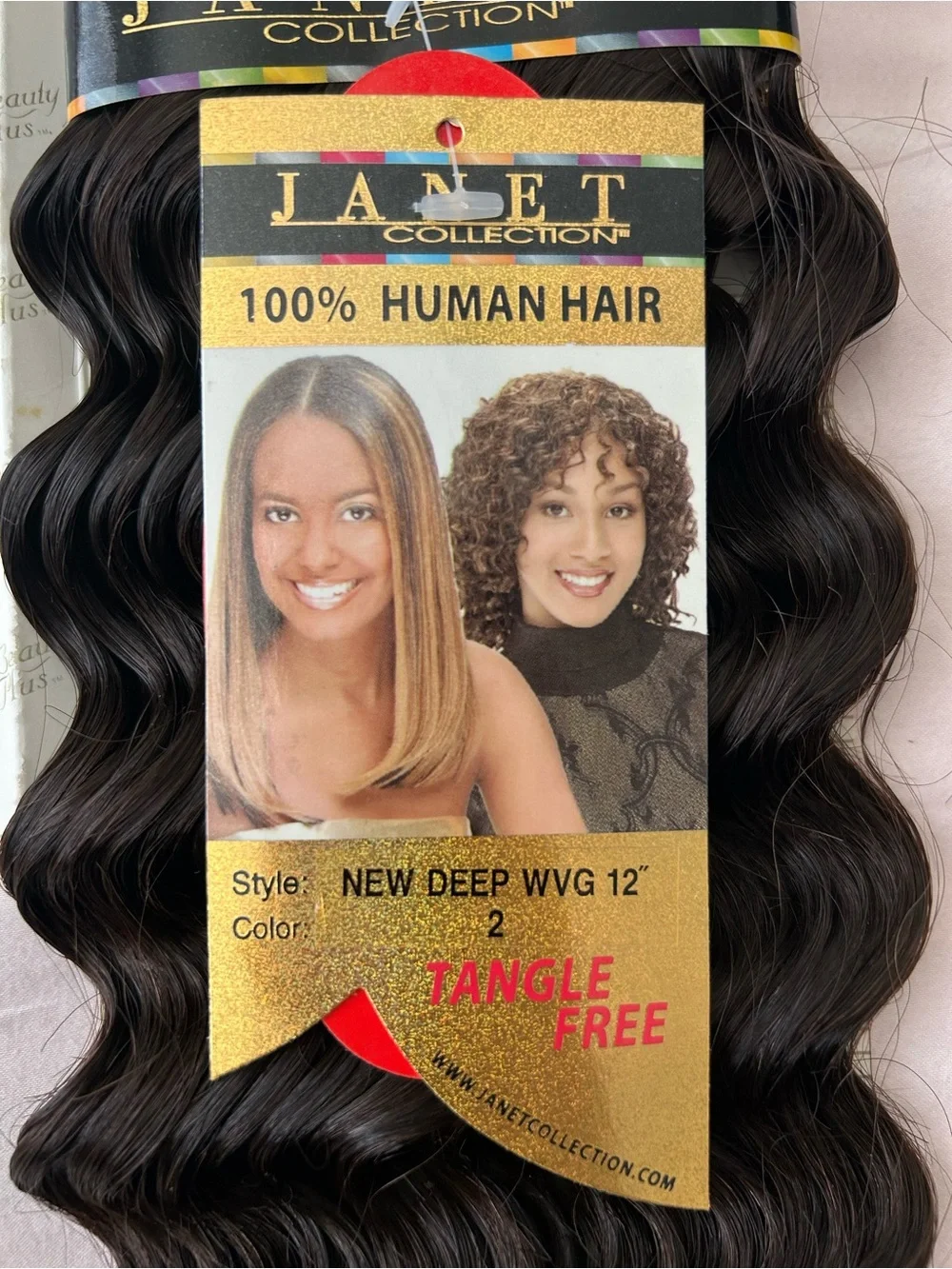 Janet Collection Deep Wave 12” Human Hair Extensions -Color 2 Natural Black
